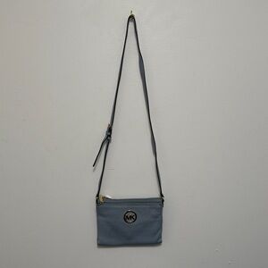 Michael Kors Light Blue Fulton Leather Crossbody Bag